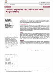 Outcomes of Pregnancy after Breast Cancer in Korean Women: A Large Cohort Study