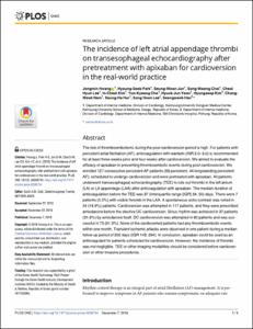 The incidence of left atrial appendage thrombi on transesophageal echocardiography after pretreatment with apixaban for cardioversion in the real-world practice