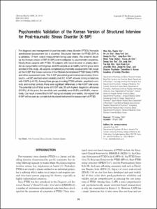 Psychometric Validation of the Korean Version of Structured Interview for Post-traumatic Stress Disorder (K-SIP)
