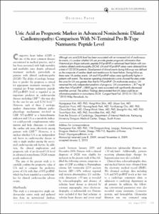 Uric Acid as Prognostic Marker in Advanced Nonischemic Dilated
Cardiomyopathy: Comparison With N-Terminal Pro B-Type
Natriuretic Peptide Level