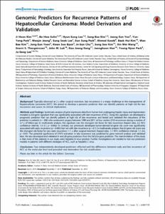 Genomic Predictors for Recurrence Patterns of Hepatocellular Carcinoma: Model Derivation and Validation