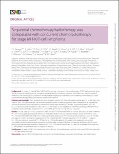 Sequential chemotherapy/radiotherapy was comparable with concurrent chemoradiotherapy for stage I/II NK/T-cell lymphoma