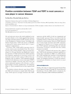 Positive correlation between TZAP and TERT in most cancers: a new player in cancer diseases