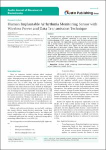 Human Implantable Arrhythmia Monitoring Sensor with Wireless Power and Data Transmission Technique