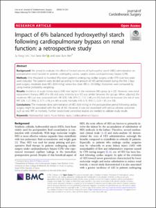 Impact of 6% balanced hydroxyethyl starch following cardiopulmonary bypass on renal function: a retrospective study