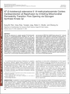 N6-(3-Iodobenzyl)-adenosine-5 -N-methylcarboxamide Confers Cardioprotection at Reperfusion by Inhibiting Mitochondrial Permeability Transition Pore Opening via Glycogen Synthase Kinase 3β