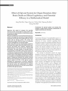 Effect of Opt-out System for Organ Donation After Brain Death on Ethical Legitimacy and Potential Efficacy in a Mathematical Model