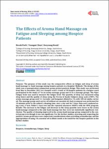 The effects of aroma hand massage on fatigue and sleeping among hospice patients