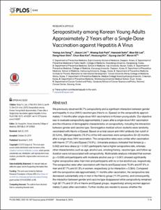 Seropositivity among Korean Young Adults Approximately 2 Years after a Single-Dose Vaccination against Hepatitis A Virus