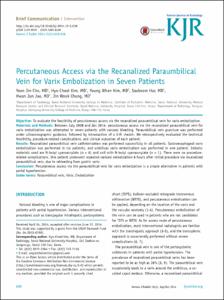 Percutaneous Access via the Recanalized Paraumbilical Vein for Varix Embolization in Seven Patients