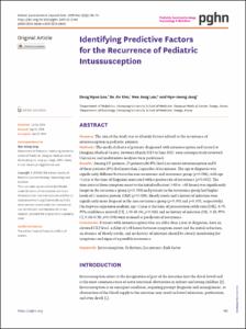 Identifying Predictive Factors for the Recurrence of Pediatric Intussusception