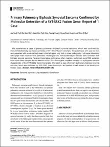 Primary Pulmonary Biphasic Synovial Sarcoma Confirmed by Molecular Detection of a SYT-SSX2 Fusion Gene: Report of 1 Case