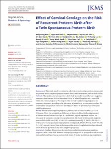 Effect of Cervical Cerclage on the Risk of Recurrent Preterm Birth after a Twin Spontaneous Preterm Birth