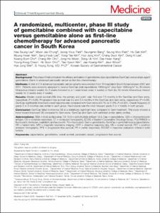 A randomized, multicenter, phase III study of gemcitabine combined with capecitabine versus gemcitabine alone as first-line chemotherapy for advanced pancreatic cancer in South Korea