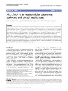 ARD1/NAA10 in hepatocellular carcinoma: pathways and clinical implications