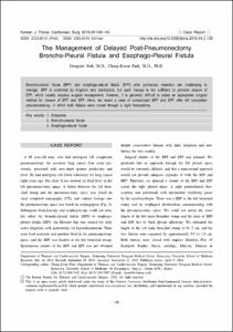 The Management of Delayed Post-Pneumonectomy Broncho-Pleural Fistula and Esophago-Pleural Fistula