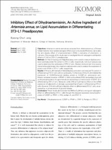 Inhibitory Effect of Dihydroartemisinin, An Active Ingredient of Artemisia annua, on Lipid Accumulation in Differentiating 3T3-L1 Preadipocytes
