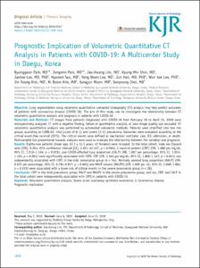 Prognostic Implication of Volumetric Quantitative CT Analysis in Patients with COVID-19: A Multicenter Study in Daegu, Korea