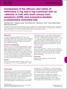 Comparison of the efficacy and safety of tolterodine 2 mg and 4mg combined with an α-bIocker in men with lower urinary tract symptoms(LUTS) and overactive bladder : a randomized controlled trial