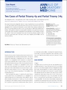 Two Cases of Partial Trisomy 4p and Partial Trisomy 14q
