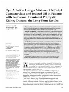 Cyst Ablation Using a Mixture of N-Butyl
Cyanoacrylate and Iodized Oil in Patients with Autosomal Dominant Polycystic Kidney Disease: the Long-Term Results