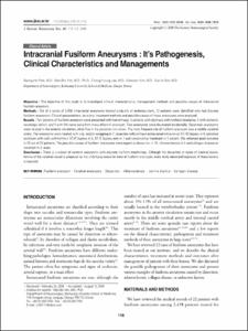 Intracranial Fusiform Aneurysms : It’s Pathogenesis, Clinical Characteristics and Managements
