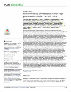 In vivo modeling of metastatic human high-grade serous ovarian cancer in mice
