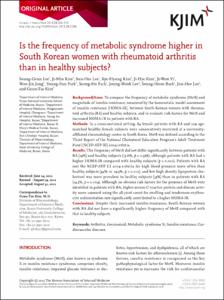 Is the frequency of metabolic syndrome higher in South Korean women with rheumatoid arthritis than in healthy subjects?