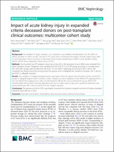 Impact of acute kidney injury in expanded criteria deceased donors on post-transplant clinical outcomes: multicenter cohort study
