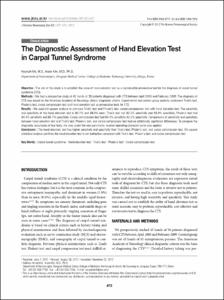 The Diagnostic Assessment of Hand Elevation Test in Carpal Tunnel Syndrome
