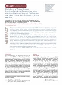 Usefulness of Tissue Doppler
Imaging-Myocardial Performance Index
in the Evaluation of Diastolic Dysfunction
and Heart Failure With Preserved Ejection
Fraction