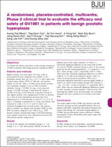 A randomised, Placebo-controlled, multicentre, Phase 2 Clinical trial to evaluate the efficacy and safety of GV1001 in patients with benign prostatic hyperplasia