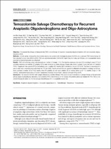 Temozolomide Salvage Chemotherapy for Recurrent Anaplastic Oligodendroglioma and Oligo-Astrocytoma