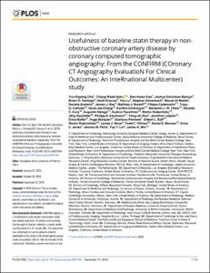 Usefulness of baseline statin therapy in nonobstructive coronary artery disease by coronary computed tomographic angiography: From the CONFIRM (Coronary CT Angiography EvaluatioN For Clinical Outcomes: An InteRnational Multicenter) study