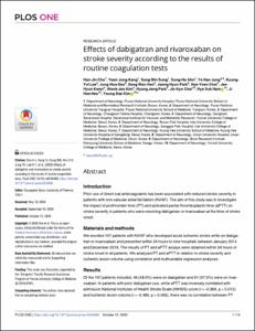 Effects of dabigatran and rivaroxaban on stroke severity according to the results of routine coagulation tests