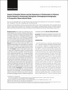 Impact of Hospital Volume and the Experience of Endoscopist on Adverse Events Related to Endoscopic Retrograde Cholangiopancreatography: A Prospective Observational Study