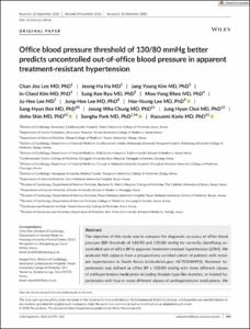 Office blood pressure threshold of 130/80 mmHg better predicts uncontrolled out-of-office blood pressure in apparent treatment-resistant hypertension
