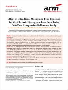 Effect of Intradiscal Methylene Blue Injection  for the Chronic Discogenic Low Back Pain: One Year Prospective Follow-up Study
