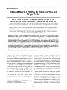 Imported Malaria in Korea: a 13-Year Experience in a Single Center