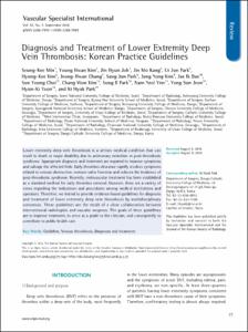 Diagnosis and Treatment of Lower Extremity Deep Vein Thrombosis: Koeran Practice Guidelines