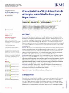 Characteristics of High-intent Suicide Attempters Admitted to Emergency Departments