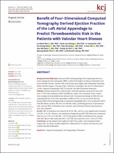 Benefit of Four-Dimensional Computed Tomography Derived Ejection Fraction of the Left Atrial Appendage to Predict Thromboembolic Risk in the Patients with Valvular Heart Disease