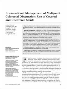Interventional Management of Malignant Colorectal Obstruction: Use of Covered and Uncovered Stents