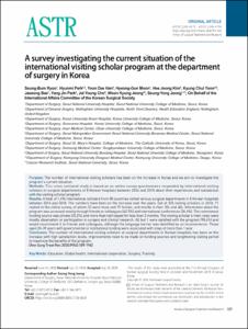 A survey investigating the current situation of the international visiting scholar program at the department of surgery in Korea