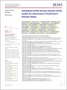 Validation of the Korean Version of the Scales for Outcomes in Parkinson's Disease-Sleep