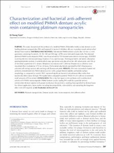Characterization and bacterial anti-adherent effect on modified PMMA denture acrylic resin containing platinum nanoparticles