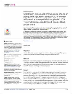 Short-term clinical and immunologic effects of poly-gamma-glutamic acid (γ-PGA) in women with cervical intraepithelial neoplasia 1 (CIN 1): A multicenter, randomized, double blind, phase II trial