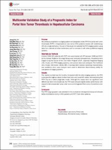 Multicenter Validation Study of a Prognostic Index for Portal Vein Tumor Thrombosis in Hepatocellular Carcinoma