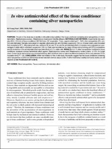 In vitro antimicrobial effect of the tissue conditioner containing silver nanoparticles