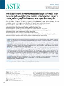 Which Strategy Is Better for Resectable Synchronous Liver Metastasis From Colorectal Cancer, Simultaneous Surgery, or Staged Surgery? Multicenter Retrospective Analysis